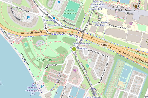 Ambulance-melding op Oude Plantagedreef, Rotterdam op 28 juni, kaart-overzicht