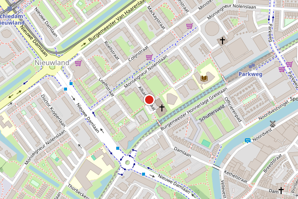 Brandweer-melding op Albardastraat, Schiedam op 28 juni, kaart-overzicht