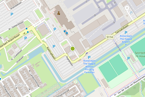 Ambulance-melding op Airportplein, Rotterdam op 29 juni, kaart-overzicht