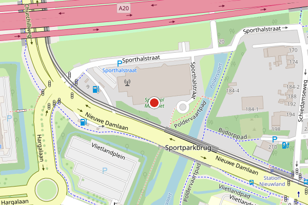 Brandweer-melding op Nieuwe Damlaan, Schiedam op 30 juni, kaart-overzicht