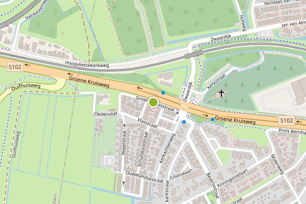 Ambulance-melding op Groene Kruisstraat, Poortugaal op 30 juni, kaart-overzicht