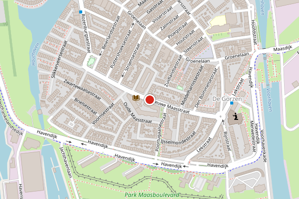 Brandweer-melding op Nieuwe Maasstraat, Schiedam op 30 juni, kaart-overzicht