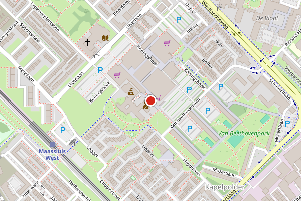 Brandweer-melding op Koningshoek, Maassluis op 1 juli, kaart-overzicht