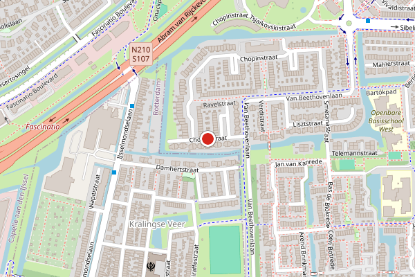 Brandweer-melding op Chopinstraat, Capelle aan den IJssel op 1 juli, kaart-overzicht