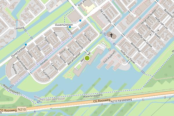 Ambulance-melding op Fort Pinssen, Krimpen aan den IJssel op 1 juli, kaart-overzicht