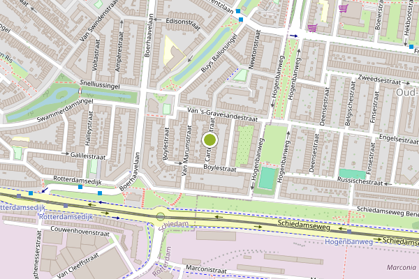 Ambulance-melding op Cartesiusstraat, Schiedam op 7 mei, kaart-overzicht
