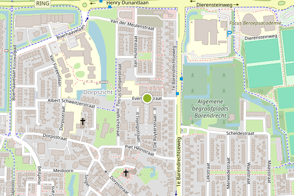 Ambulance-melding op Evertsenstraat, Barendrecht op 2 juli, kaart-overzicht