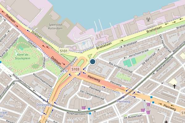 Politie-melding op Maastunnelplein, Rotterdam op 2 juli, kaart-overzicht