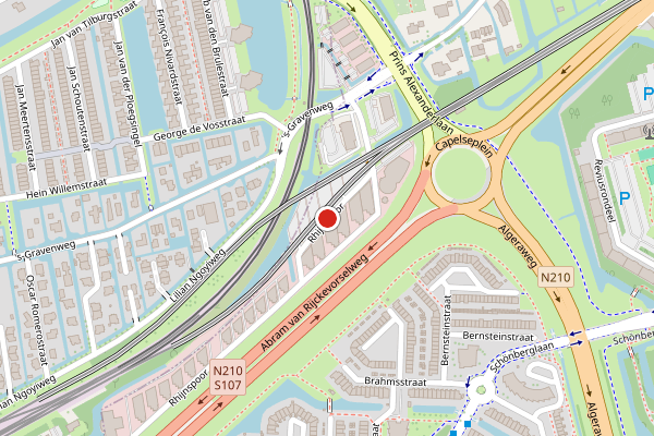 Brandweer-melding op Rhijnspoor, Capelle aan den IJssel op 2 juli, kaart-overzicht