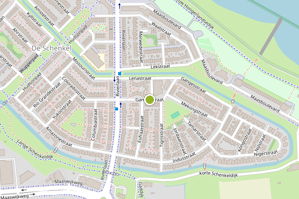 Ambulance-melding op Gangesstraat, Spijkenisse op 2 juli, kaart-overzicht