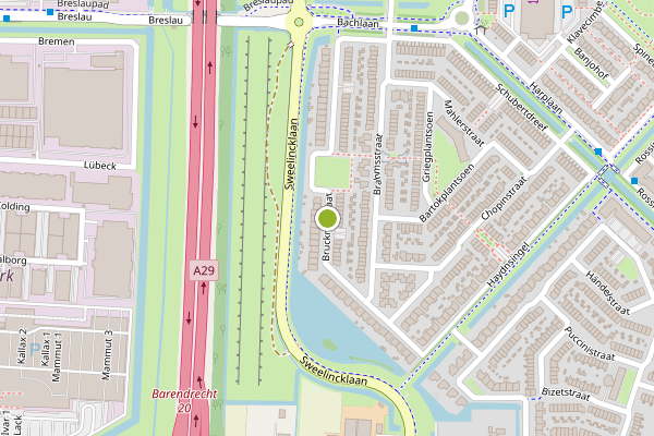 Ambulance-melding op Brucknerstraat, Barendrecht op 3 juli, kaart-overzicht