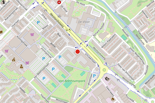 Brandweer-melding op Schubertlaan, Maassluis op 3 juli, kaart-overzicht