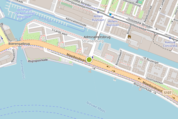 Ambulance-melding op Maasboulevard, Rotterdam op 3 juli, kaart-overzicht