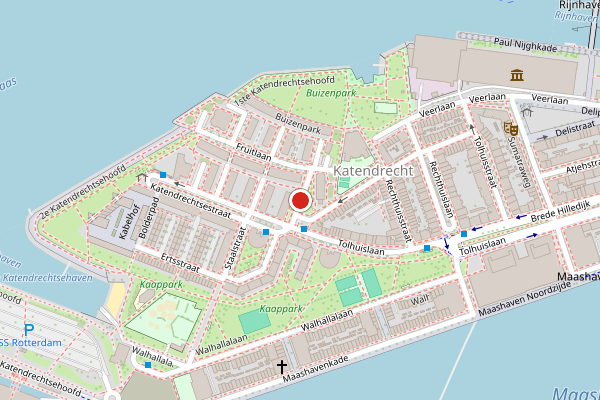Brandweer-melding op Katendrechtsestraat, Rotterdam op 3 juli, kaart-overzicht