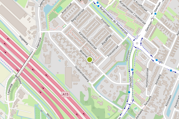 Ambulance-melding op Bloemenstraat, Ridderkerk op 3 juli, kaart-overzicht