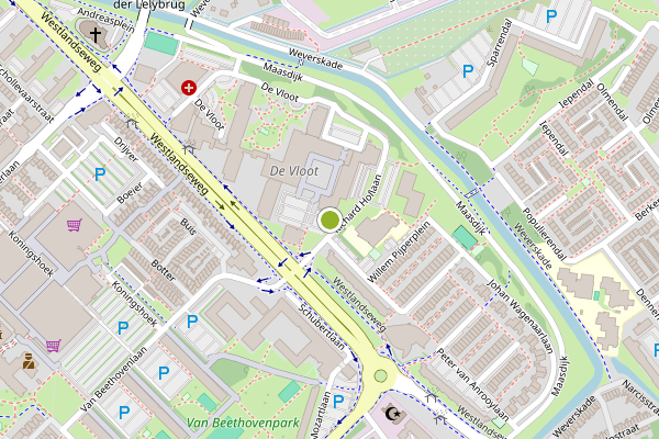 Ambulance-melding op Richard Hollaan, Maassluis op 4 juli, kaart-overzicht