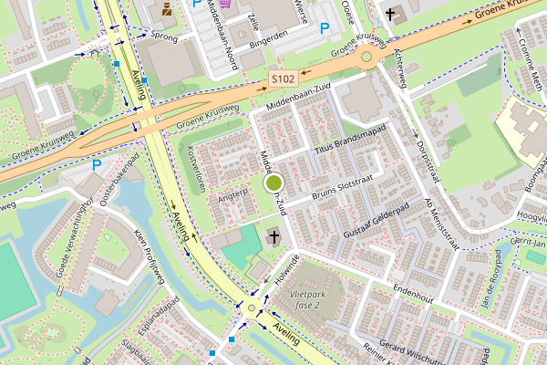 Ambulance-melding op Middenbaan-Zuid, Hoogvliet op 4 juli, kaart-overzicht