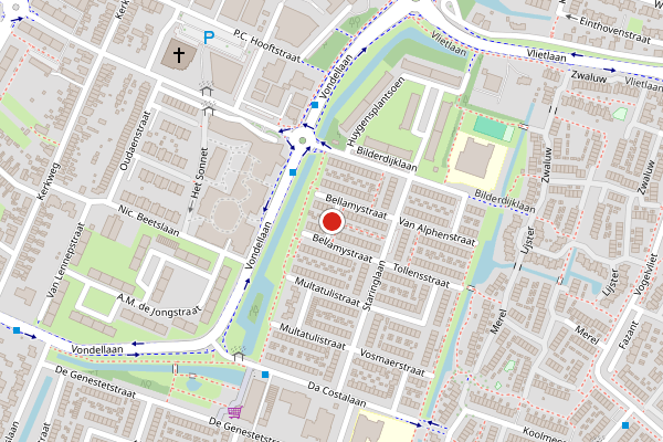 Brandweer-melding op Bellamystraat, Ridderkerk op 5 juli, kaart-overzicht