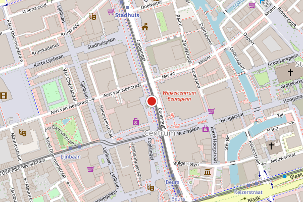 Brandweer-melding op Coolsingel, Rotterdam op 5 juli, kaart-overzicht
