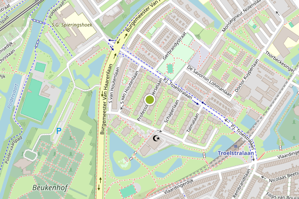 Ambulance-melding op Professor Aalberselaan, Schiedam op 6 juli, kaart-overzicht