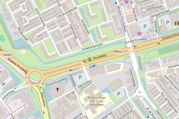 Ambulance-melding op Groene Kruisweg, Spijkenisse op 7 juli, kaart-overzicht