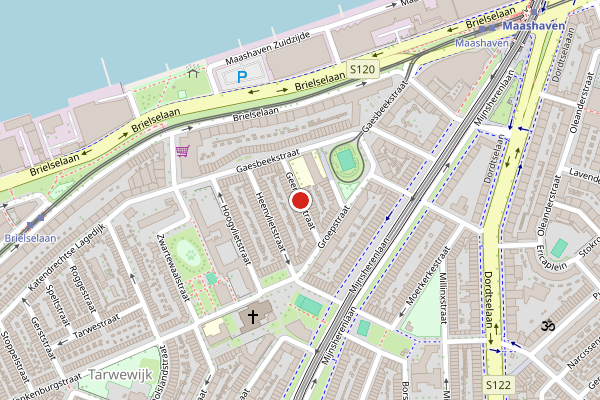 Brandweer-melding op Geervlietstraat, Rotterdam op 7 juli, kaart-overzicht