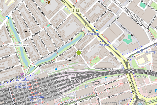 Ambulance-melding op Proveniersstraat, Rotterdam op 7 juli, kaart-overzicht