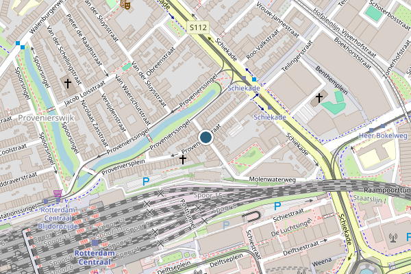 Politie-melding op Proveniersstraat, Rotterdam op 7 juli, kaart-overzicht