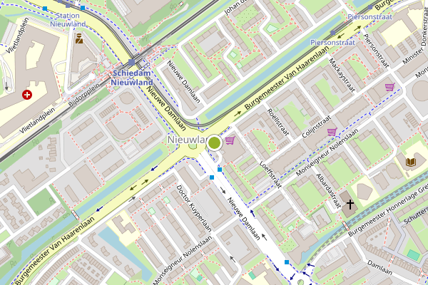 Ambulance-melding op Nieuwlandplein, Schiedam op 8 juli, kaart-overzicht