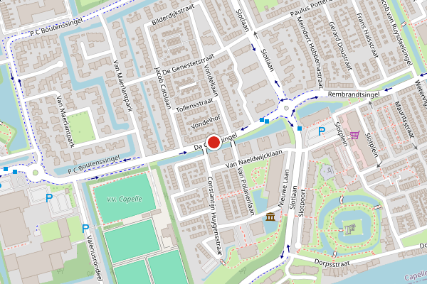 Brandweer-melding op Da Costasingel, Capelle aan den IJssel op 8 mei, kaart-overzicht