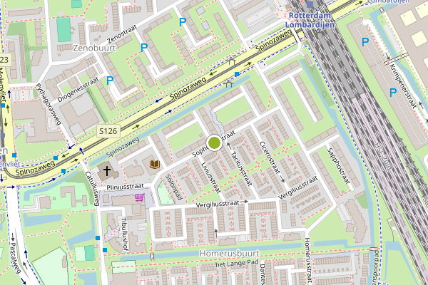 Ambulance-melding op Sophoclesstraat, Rotterdam op 9 juli, kaart-overzicht
