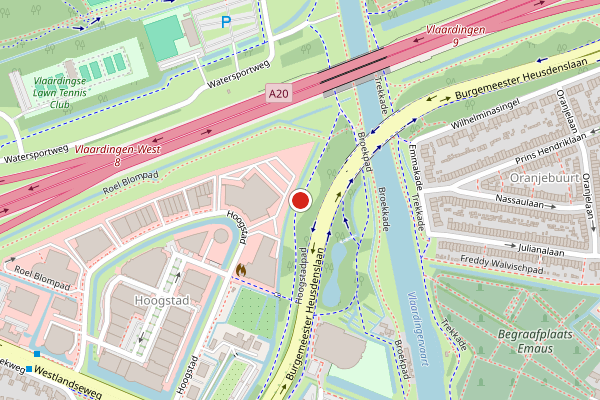 Brandweer-melding op Hoogstadpad, Vlaardingen op 9 juli, kaart-overzicht