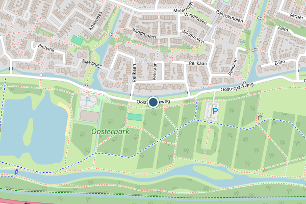 Politie-melding op Oosterparkweg, Ridderkerk op 8 mei, kaart-overzicht