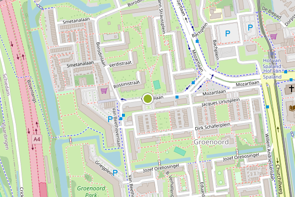 Ambulance-melding op Vivaldilaan, Schiedam op 10 juli, kaart-overzicht