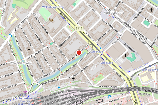 Brandweer-melding op Provenierssingel, Rotterdam op 10 juli, kaart-overzicht