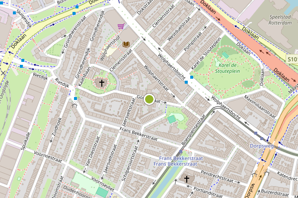 Ambulance-melding op Gouwstraat, Rotterdam op 10 juli, kaart-overzicht