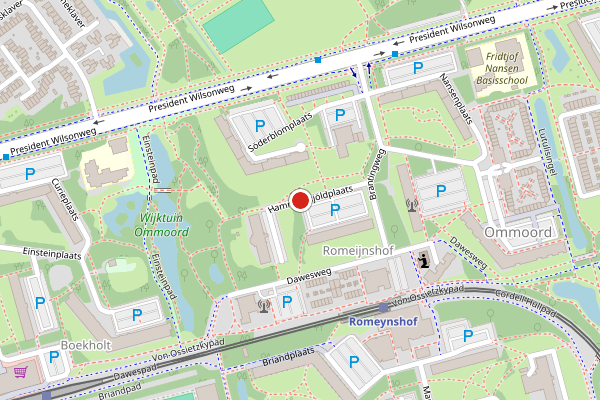 Brandweer-melding op Hammarskjoldplaats, Rotterdam op 9 mei, kaart-overzicht