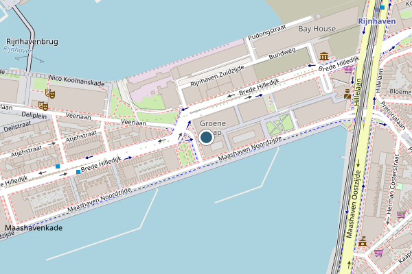 Politie-melding op Maashavenweg, Rotterdam op 9 mei, kaart-overzicht