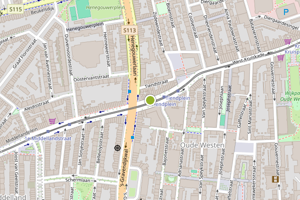 Ambulance-melding op 1e Middellandstraat, Rotterdam op 9 mei, kaart-overzicht