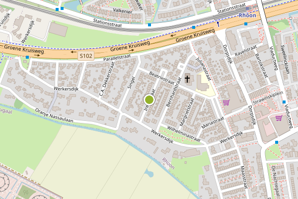 Ambulance-melding op Irenestraat, Rhoon op 11 juli, kaart-overzicht