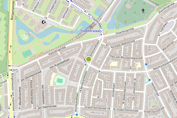 Ambulance-melding op Rembrandtlaan, Schiedam op 9 mei, kaart-overzicht