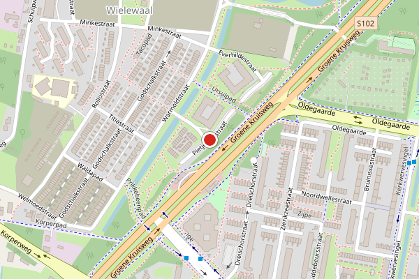 Brandweer-melding op Pietje Bellstraat, Rotterdam op 11 juli, kaart-overzicht