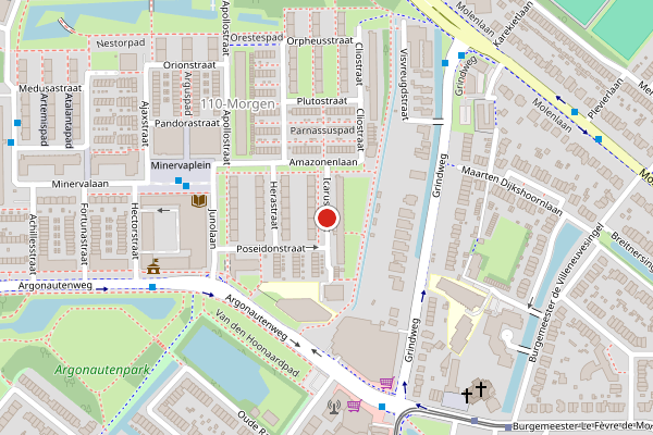 Brandweer-melding op Icarusstraat, Rotterdam op 11 juli, kaart-overzicht