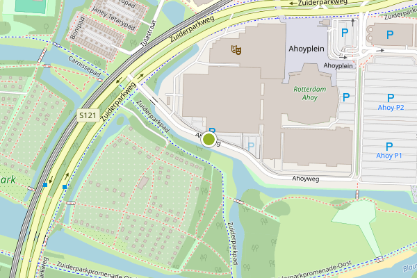 Ambulance-melding op Ahoyweg, Rotterdam op 11 juli, kaart-overzicht