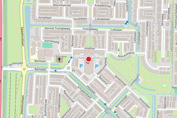 Brandweer-melding op Muziekplein, Barendrecht op 11 juli, kaart-overzicht
