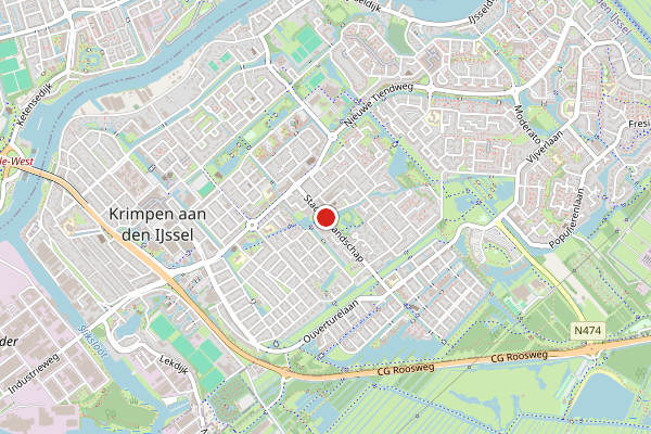 Brandweer-melding op Allegro Una-Corda, Krimpen aan den IJssel op 11 juli, kaart-overzicht