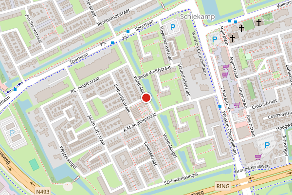 Brandweer-melding op Vondelsingel, Spijkenisse op 12 juli, kaart-overzicht