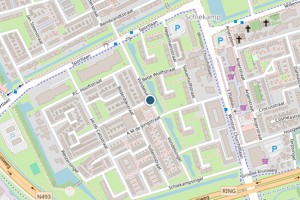 Politie-melding op Vondelsingel, Spijkenisse op 12 juli, kaart-overzicht