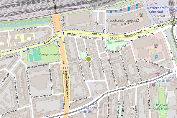 Ambulance-melding op Bloemstraat, Rotterdam op 12 juli, kaart-overzicht