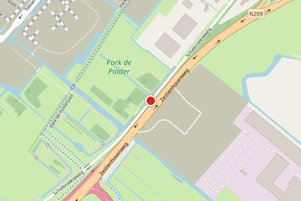 Brandweer-melding op Schiebroekseweg, Bergschenhoek op 11 juli, kaart-overzicht
